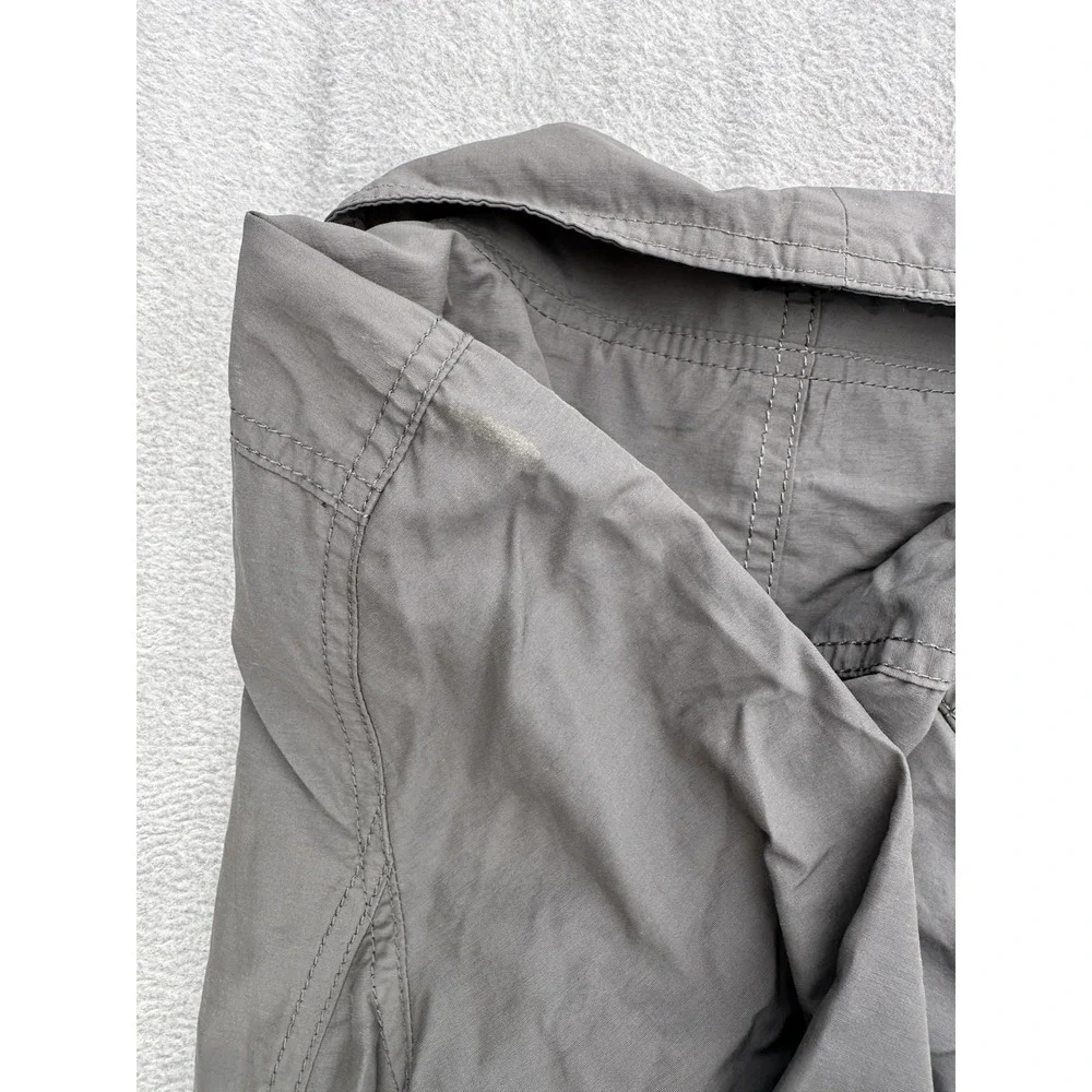 Eileen Fisher S Gray Organic Cotton Nylon A-Line Coat Jacket Drawstring Waist
